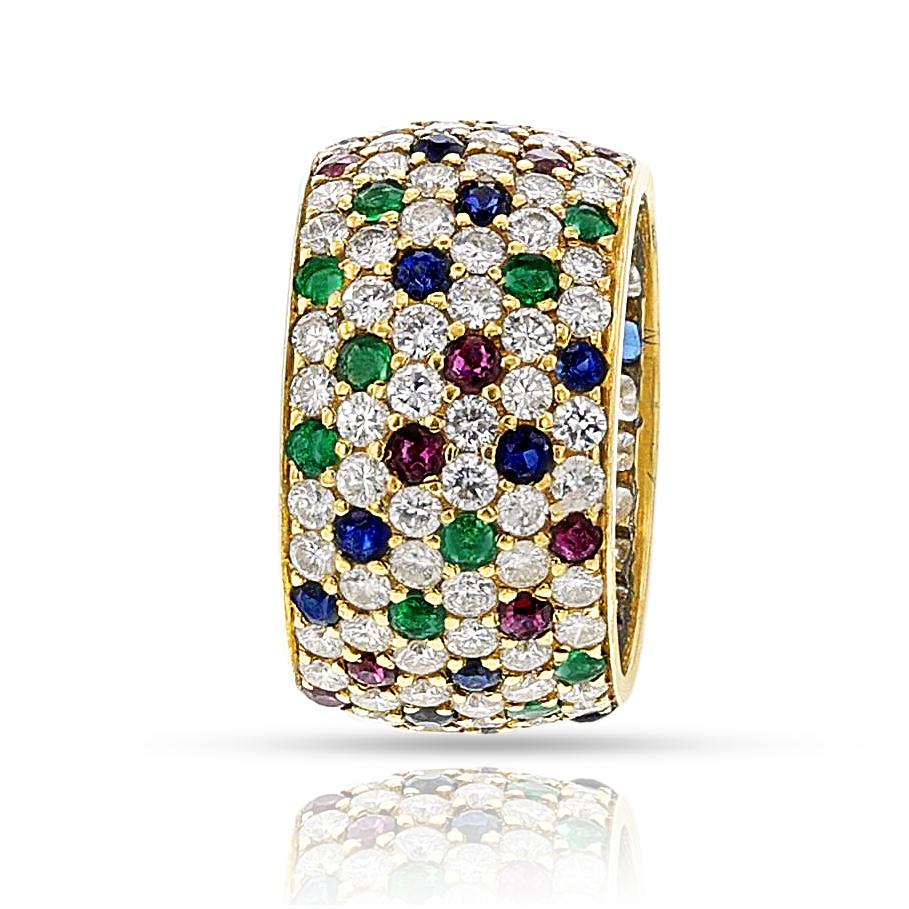 Bracelet en diamant, rubis, émeraude et saphir, 18 carats Unisexe en vente