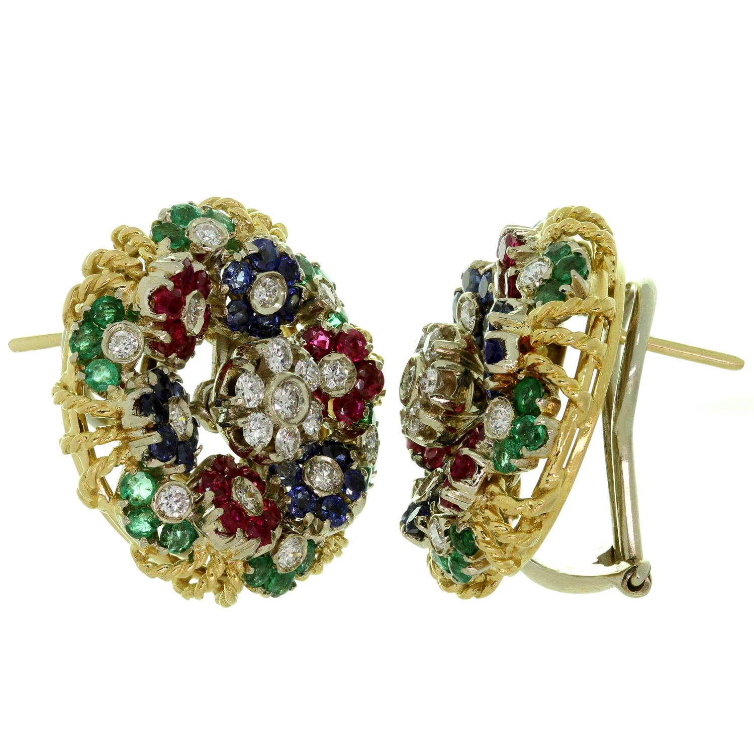 ruby emerald sapphire earrings