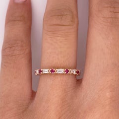 Diamond & Ruby Eternity Band 14K Rose Gold 1ct Diamond Gemstone Eternity Ring