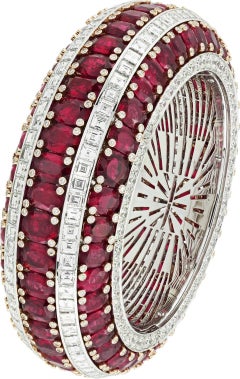 Diamond and Ruby Eternity Wedding Band 18 Karat White Gold