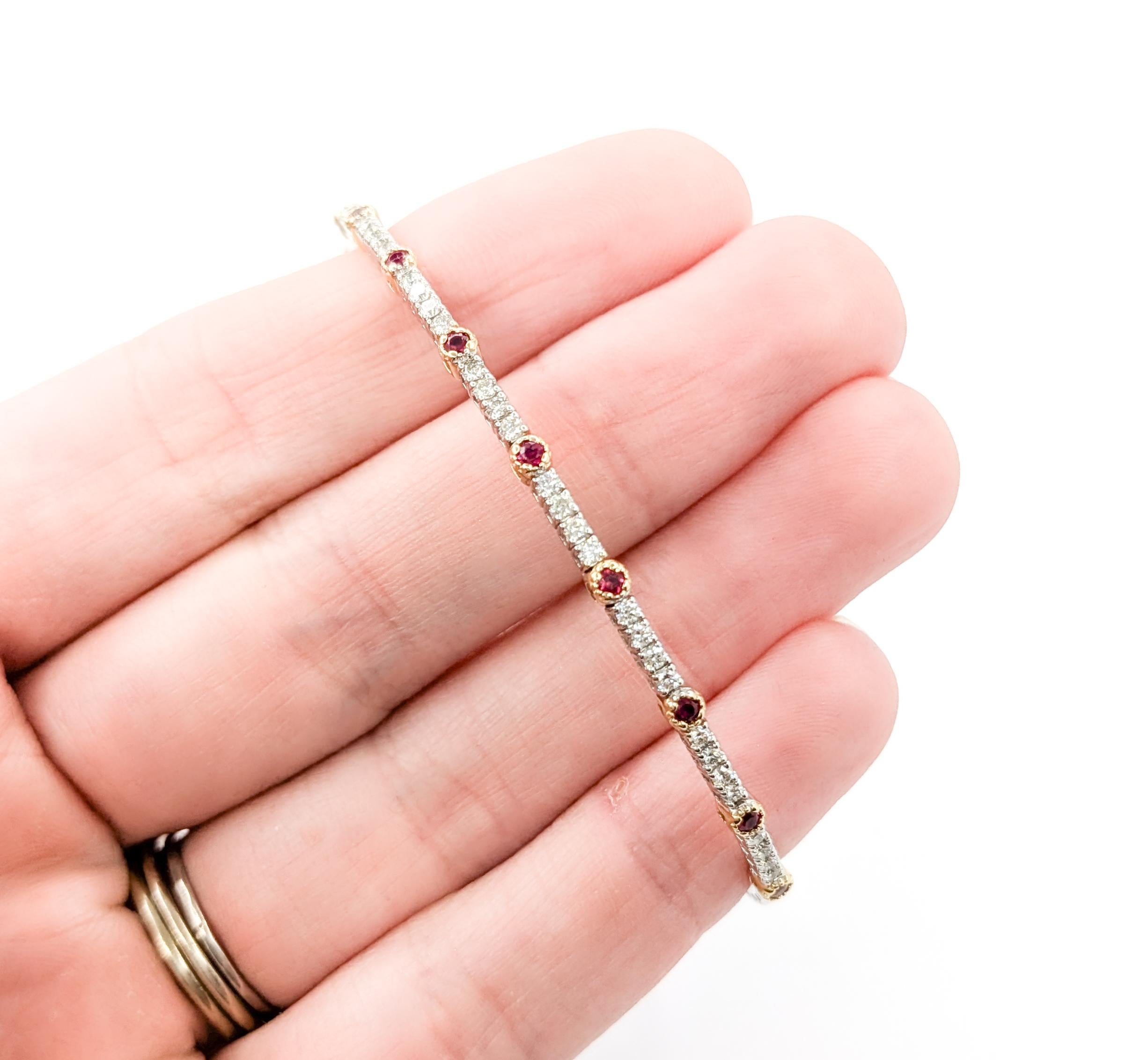 Ruby Flex Diamond and Ruby Flex Bangle in Two-Tone 14k Gold For Sale at 1stDibs