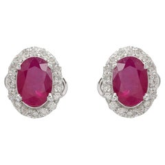 18k gold 0.23cts Diamond & 1.65cts Ruby Earring