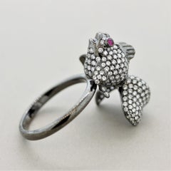 Diamond Ruby Gold & Rhodium Fish Ring