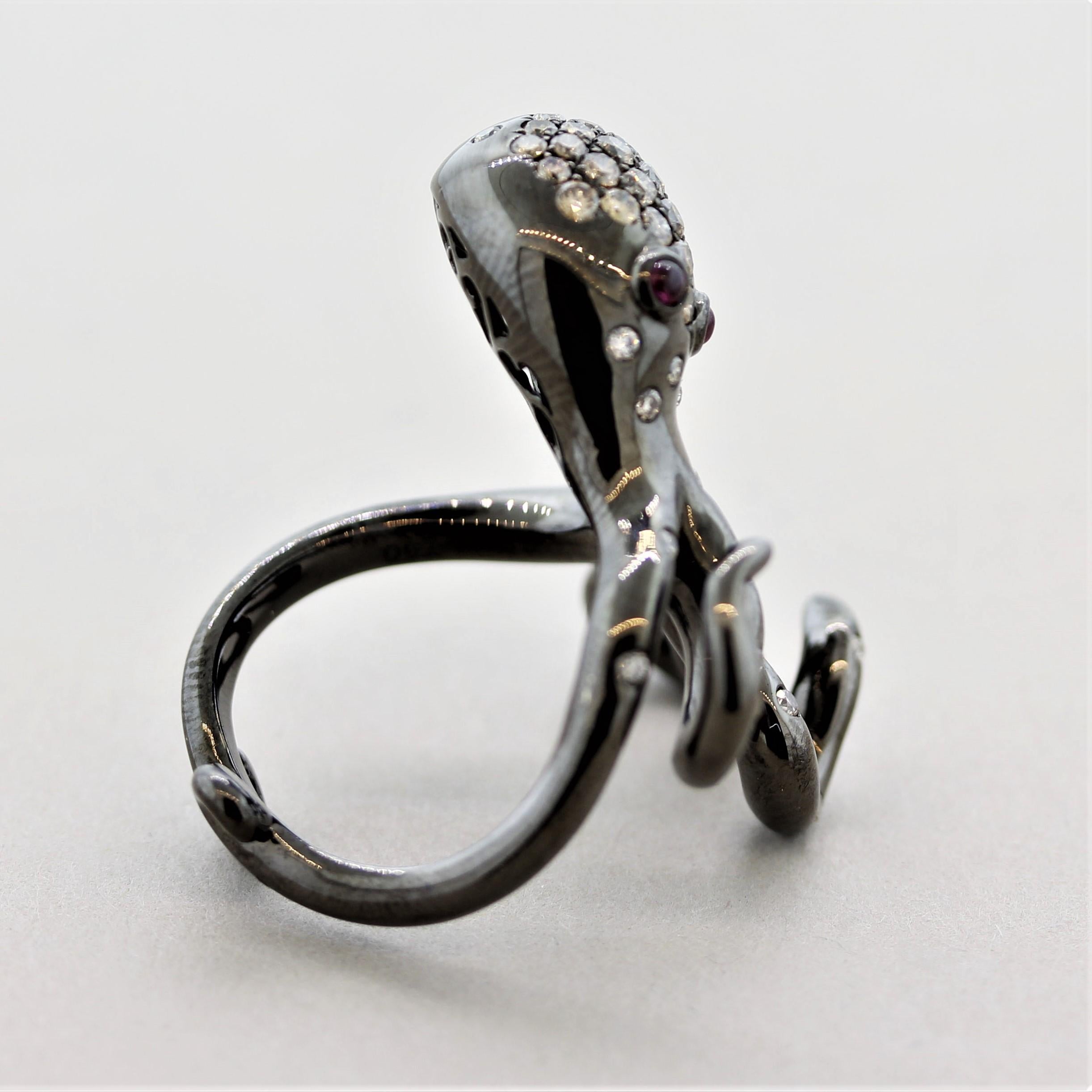 Bague octope en or et rhodium Pour femmes en vente