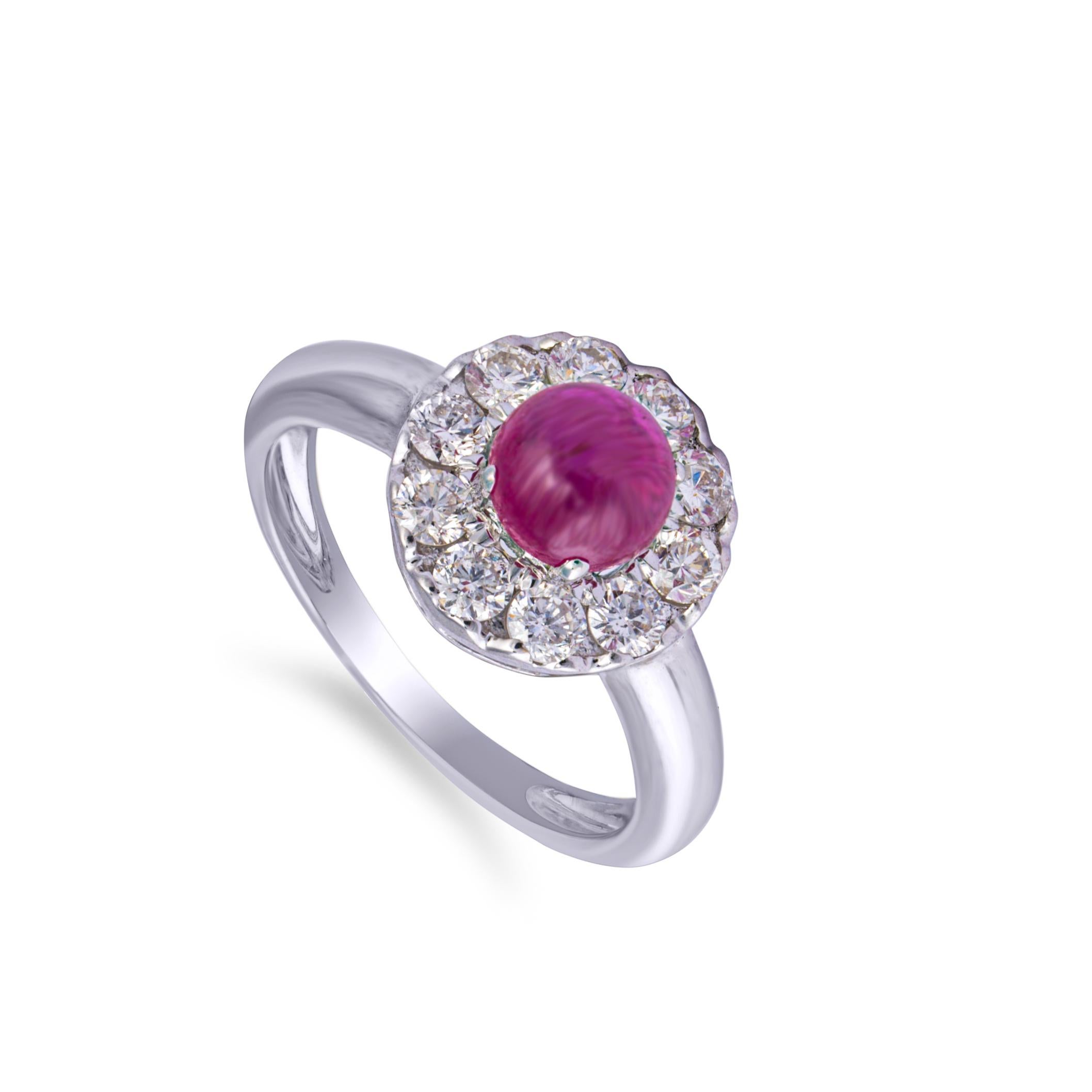 Diamond ruby 18k gold ring 