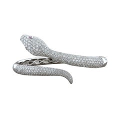 Diamond Ruby Gold Snake Cuff Bracelet