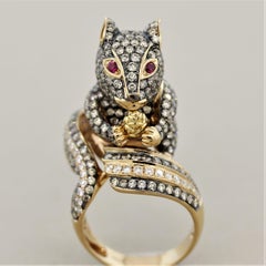 Diamond Ruby Gold Squirrel Ring