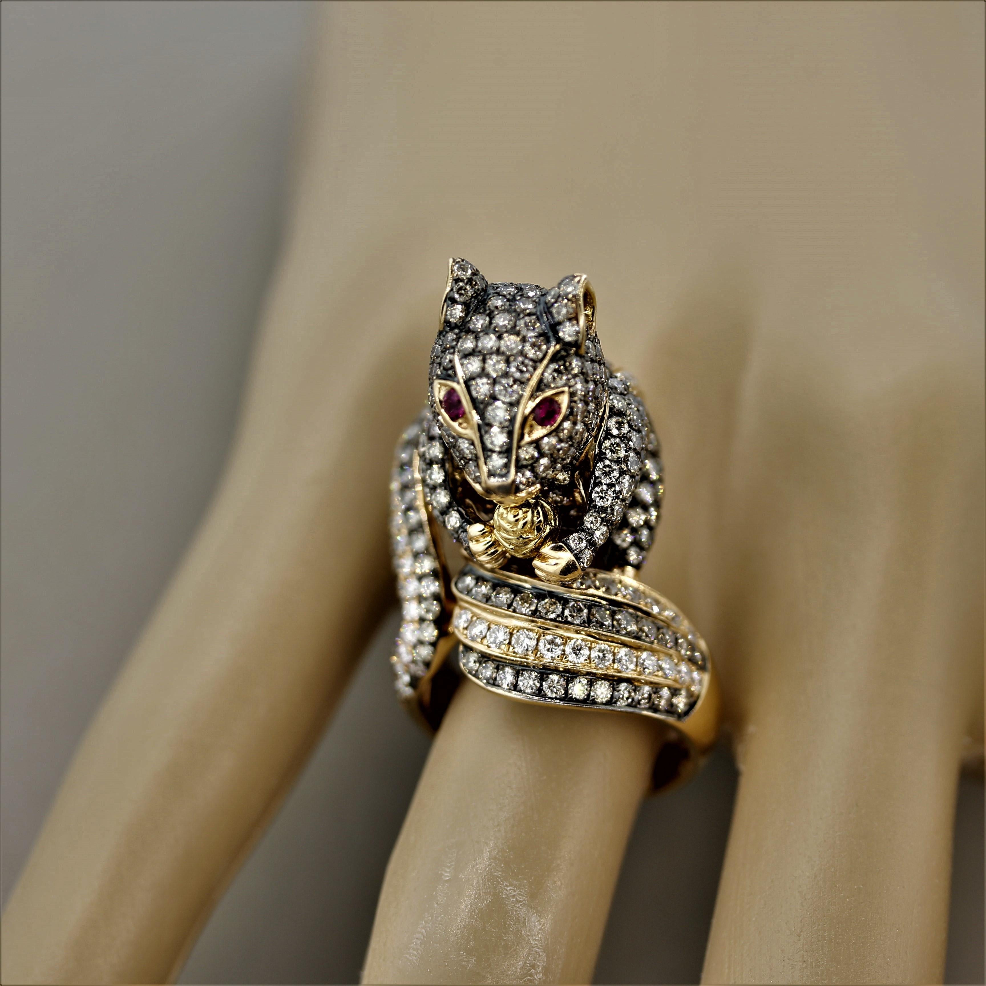 Diamond Ruby Gold Squirrel Ring 1