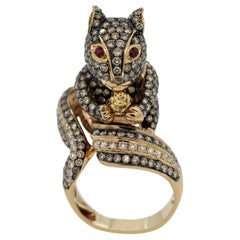 Diamond Ruby Gold Squirrel Ring