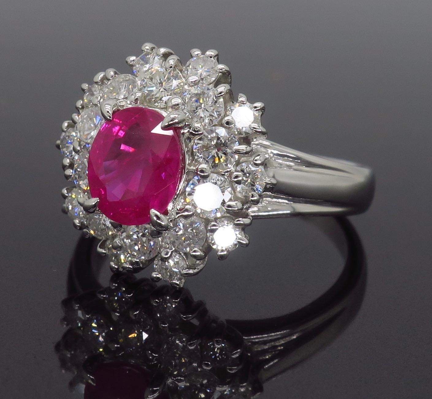 Women's Diamond and Ruby Halo Ring