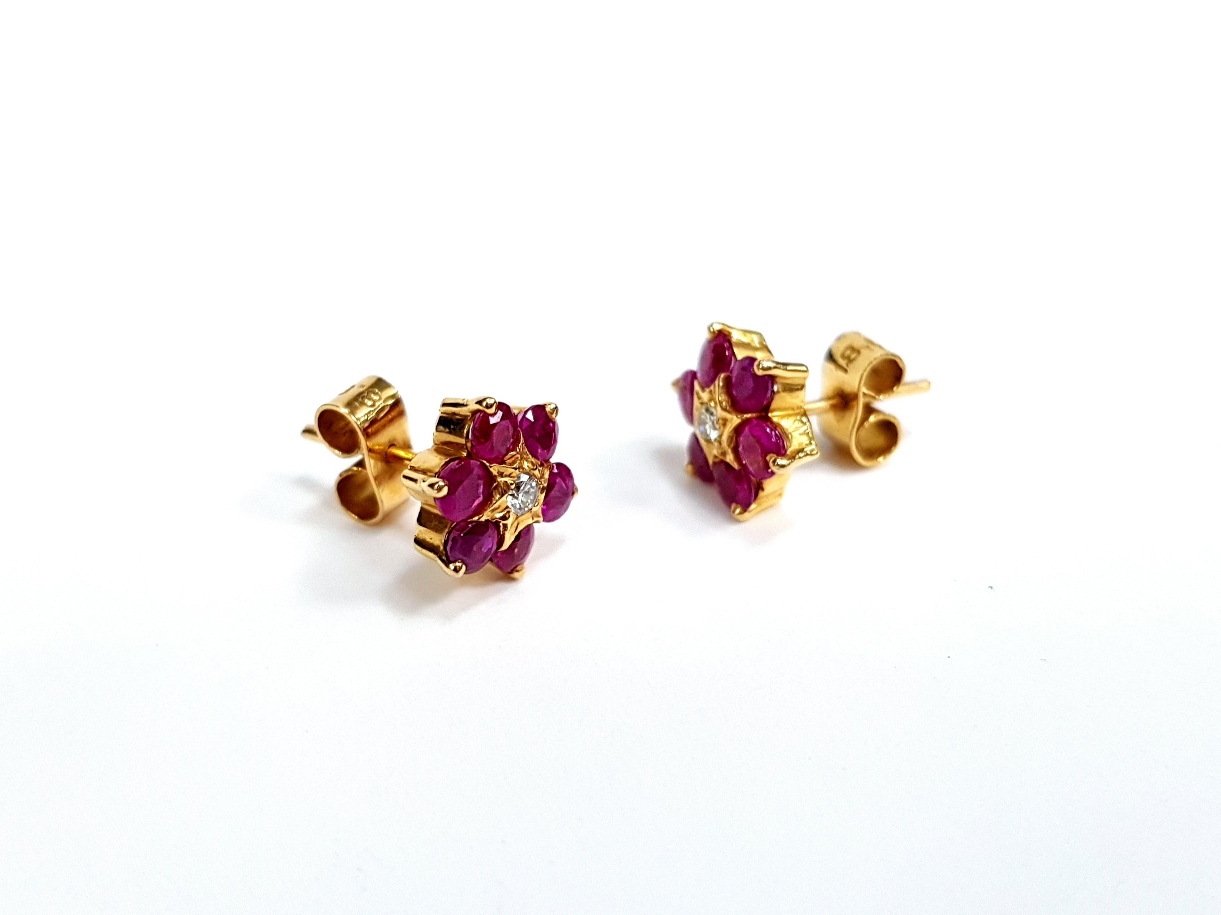 ruby flower earrings