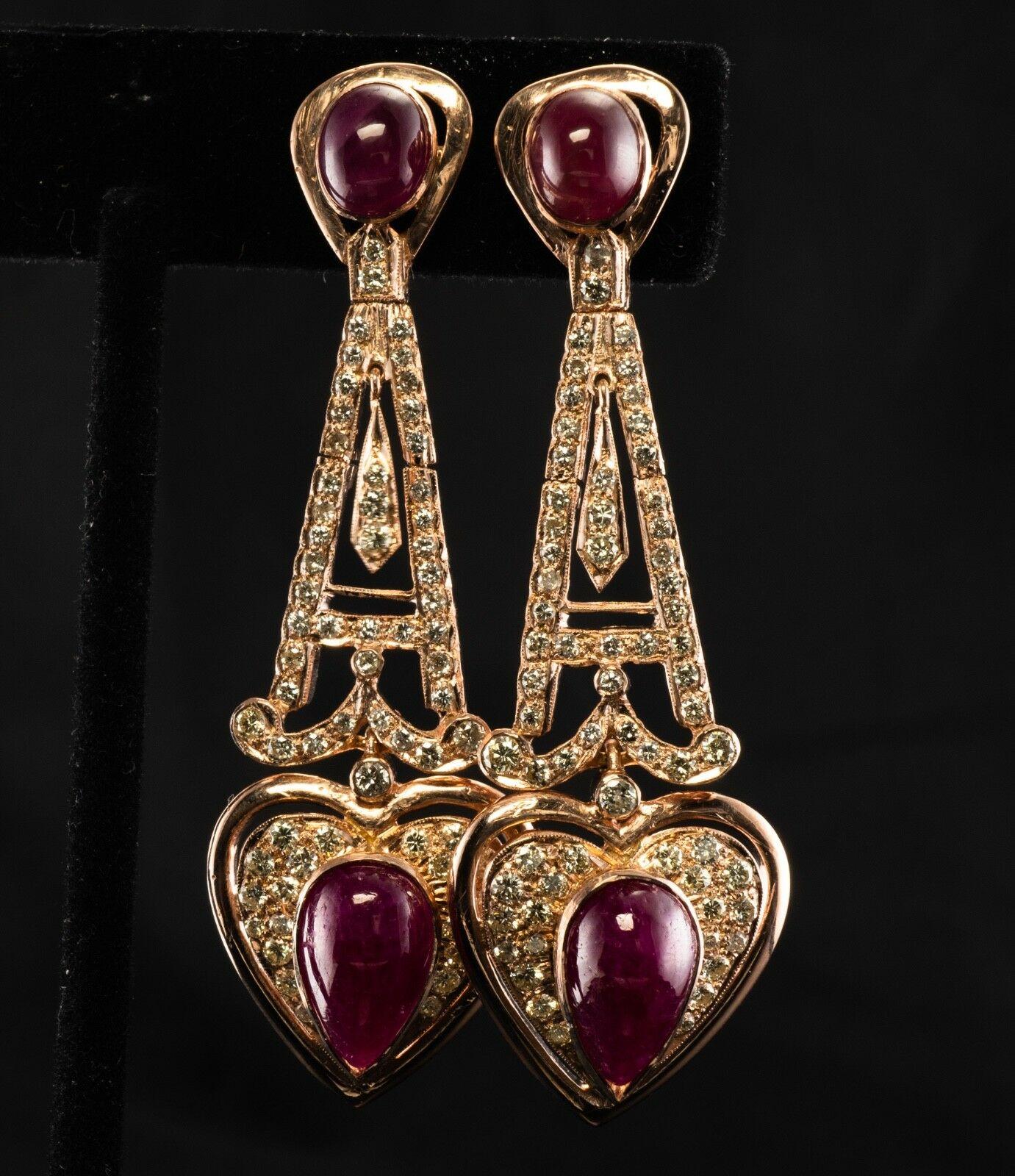 Orecchini a cuore con diamante e rubino in oro rosa 18 carati con pendente in vendita 4