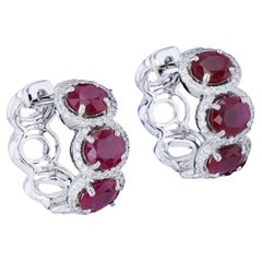 Diamond & Ruby Hoop Earrings