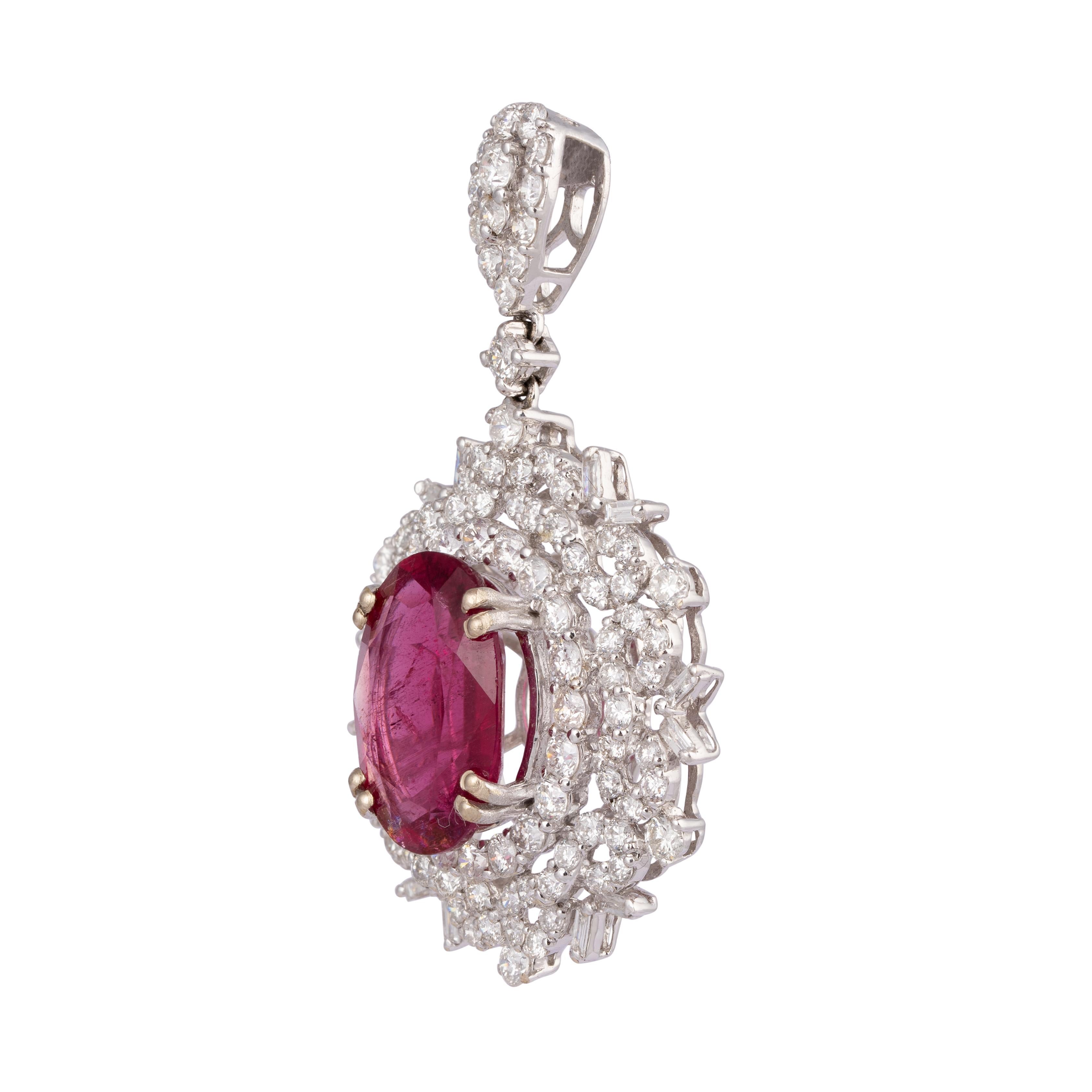 Diamond Ruby Light Pendant in 18k gold  In New Condition For Sale In New York, NY