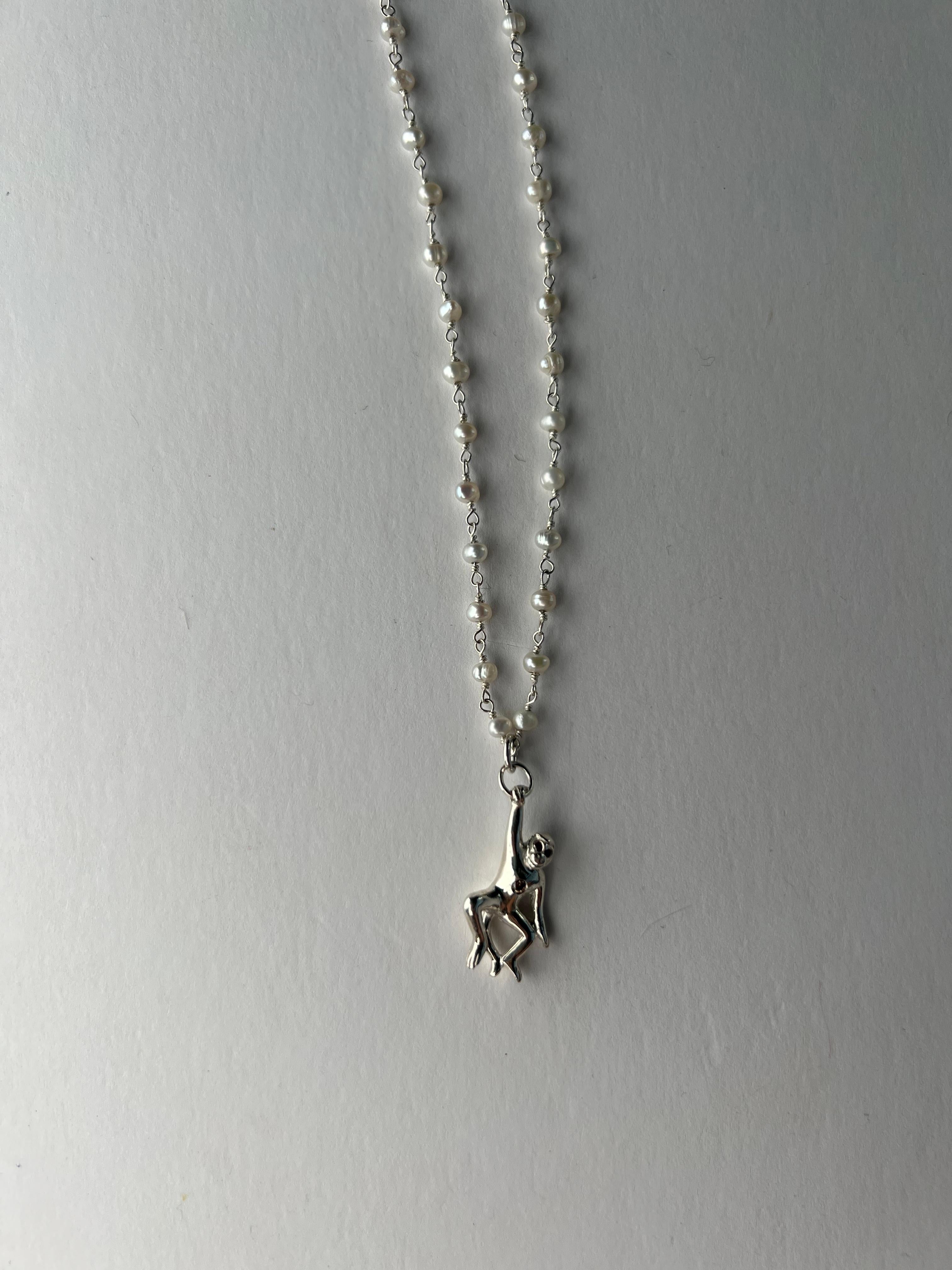 Diamante Rubí Mono Plata Perla Rosario Collar J DAUPHIN en venta 4