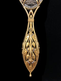 Diamond, Ruby, Natural Pearl, Sapphire and Emerald Set Hand Fan