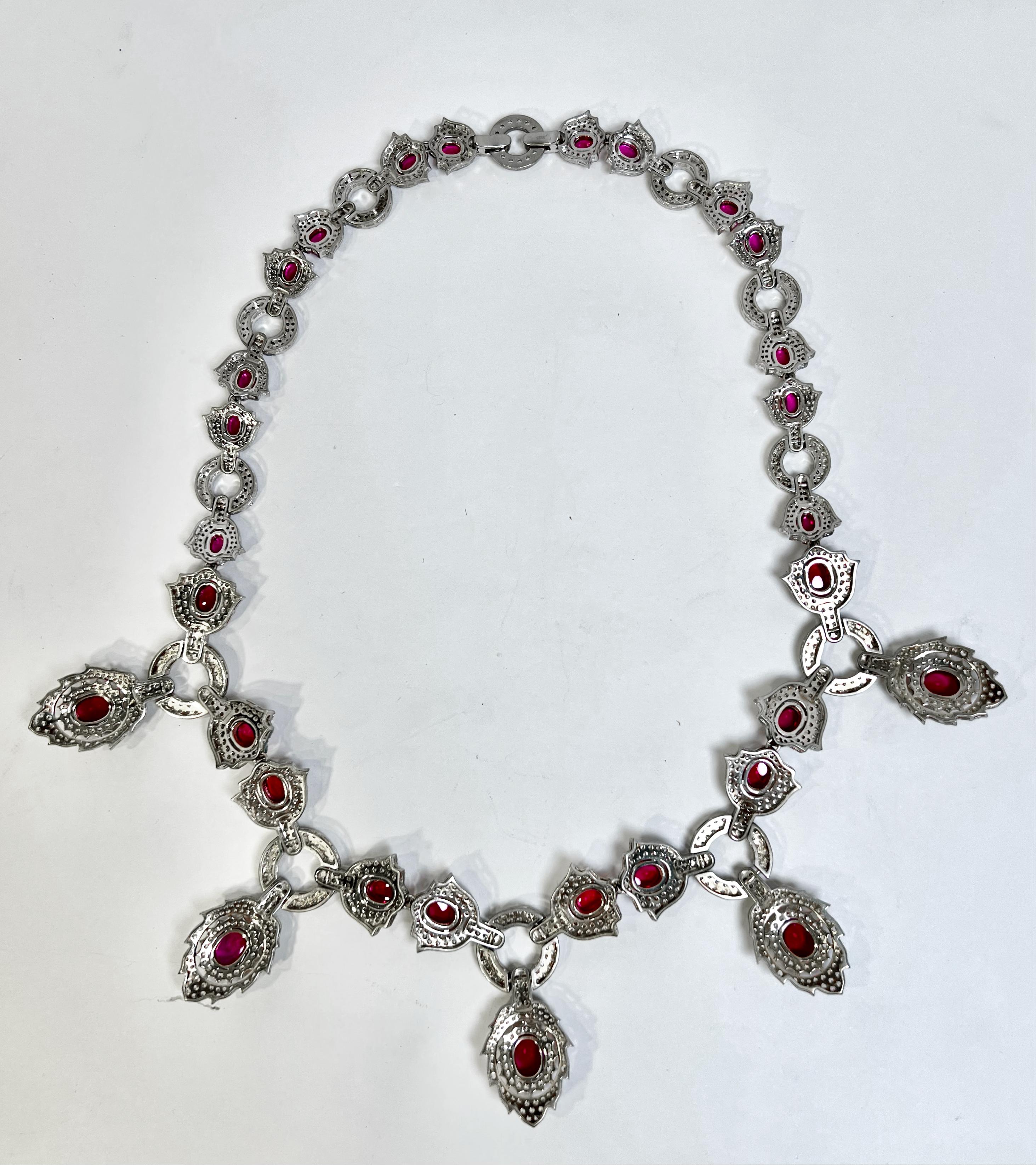 Collar de diamantes Rubí Pulsera Pendiente Juego de bisutería de aspecto real en venta 4