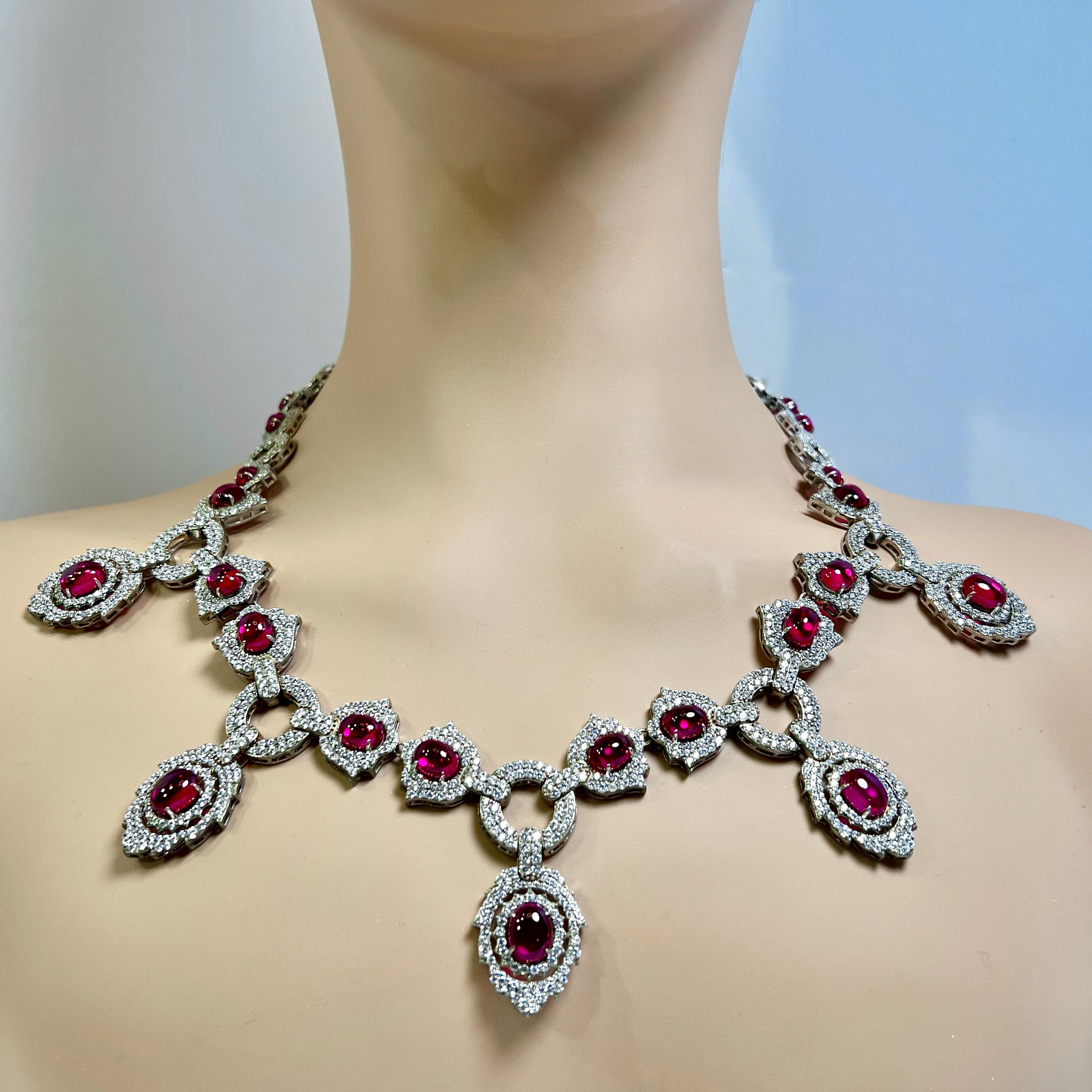Collar de diamantes Rubí Pulsera Pendiente Juego de bisutería de aspecto real en venta 1