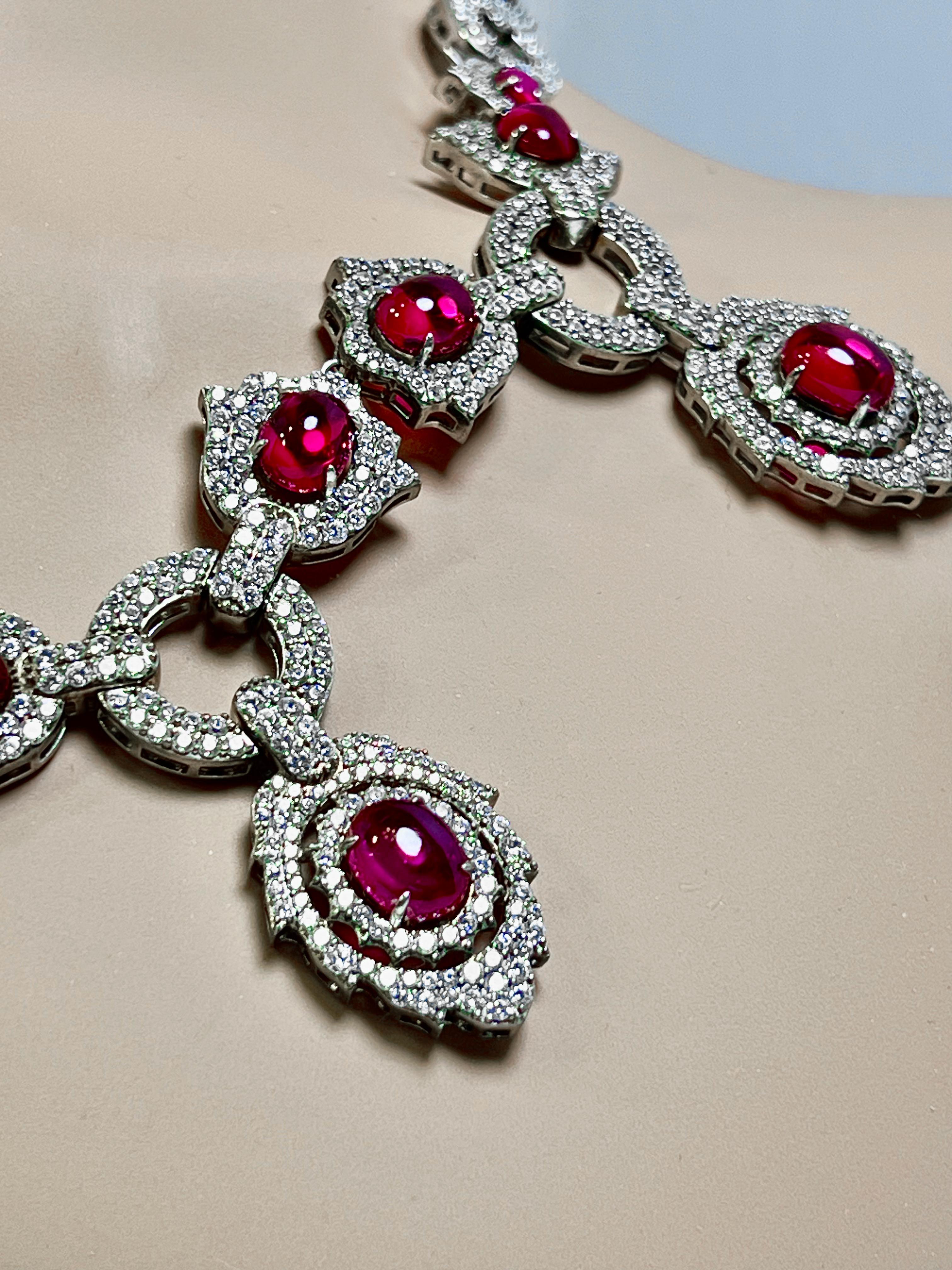 Collar de diamantes Rubí Pulsera Pendiente Juego de bisutería de aspecto real en venta 3