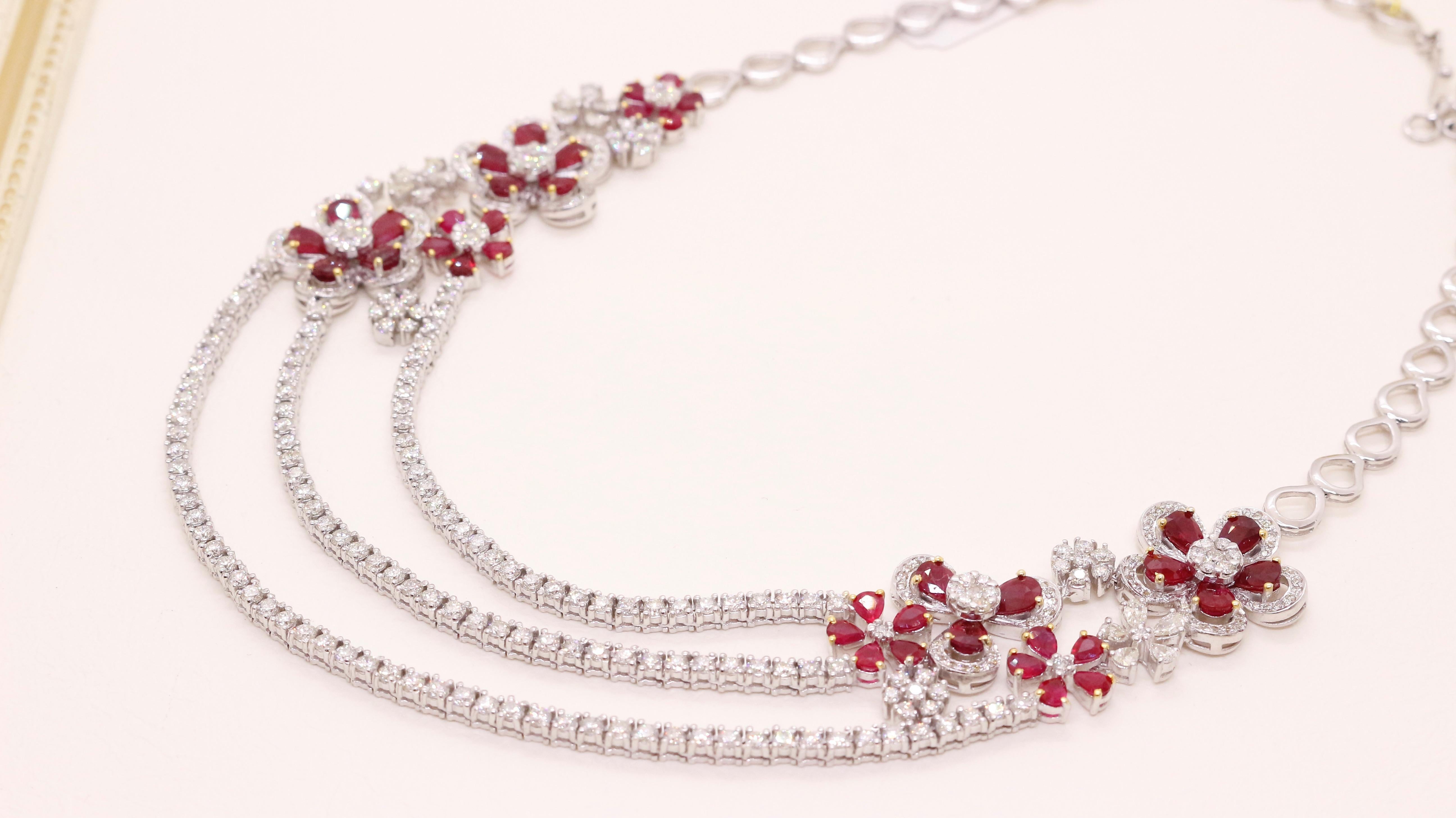 Diamond Ruby Necklace In New Condition For Sale In Fukuoka City, Fukuoka