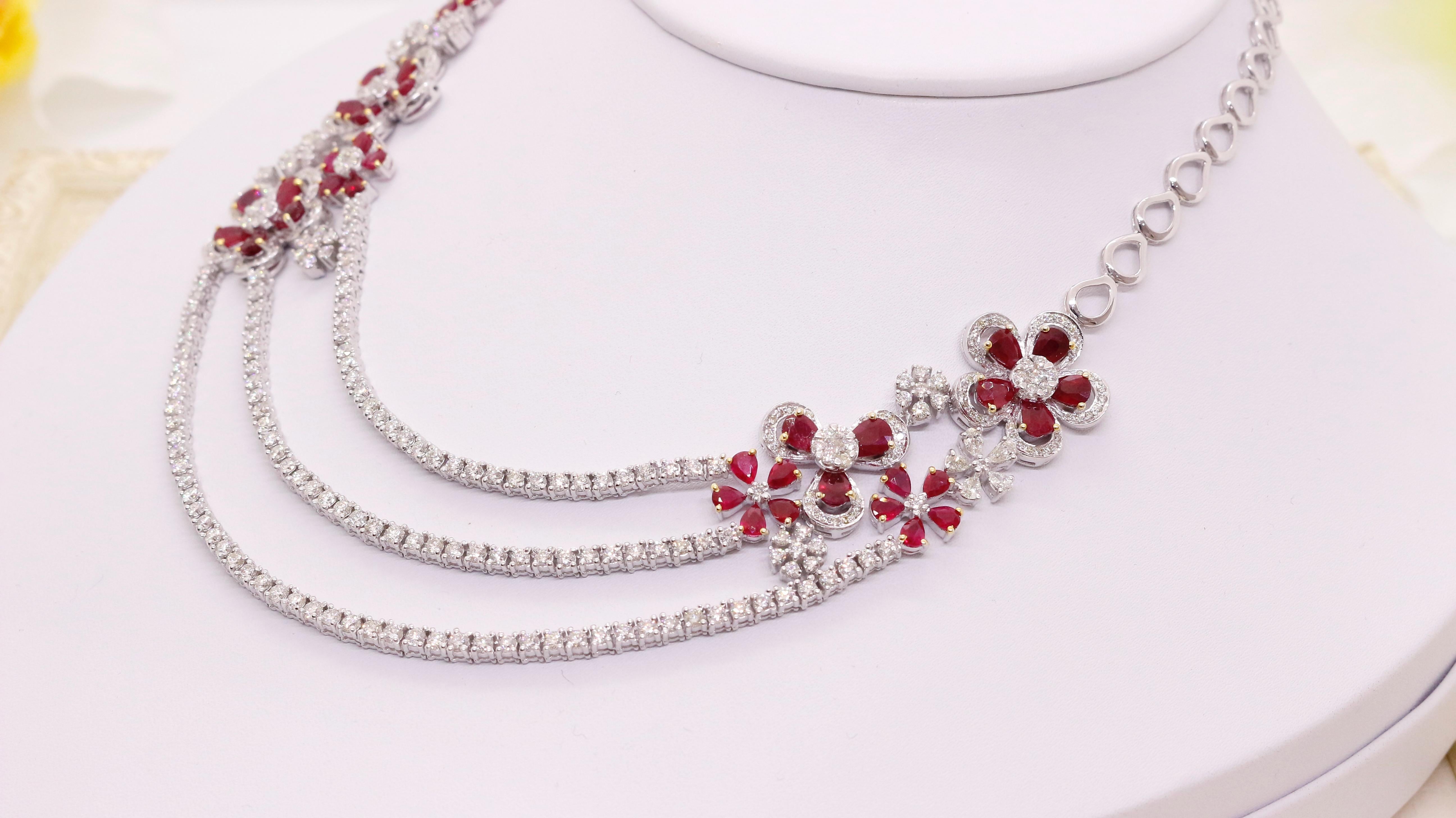 Women's or Men's Diamond Ruby Necklace For Sale