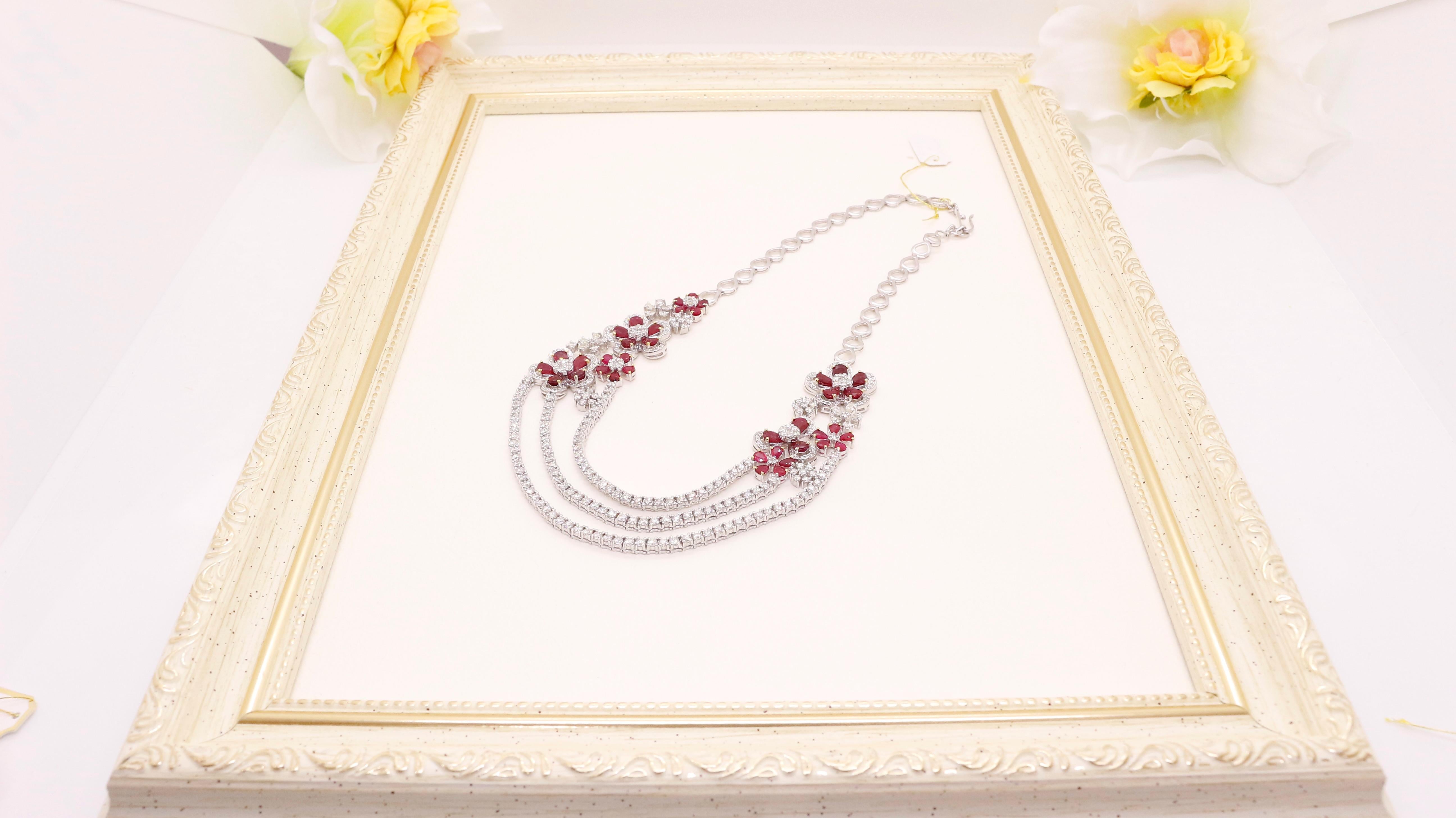 Diamond Ruby Necklace For Sale 3