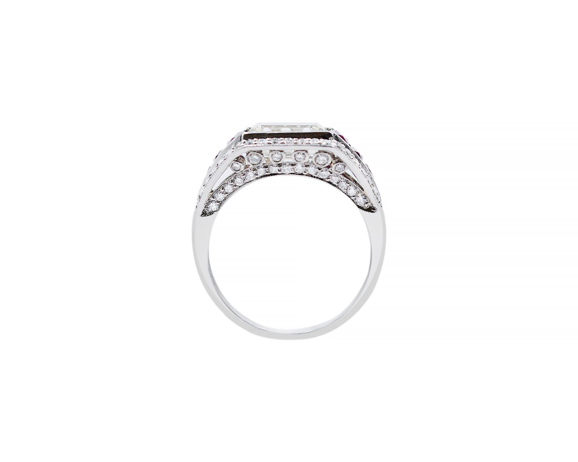 Women's Diamond Ruby Platinum Cocktail Ring For Sale