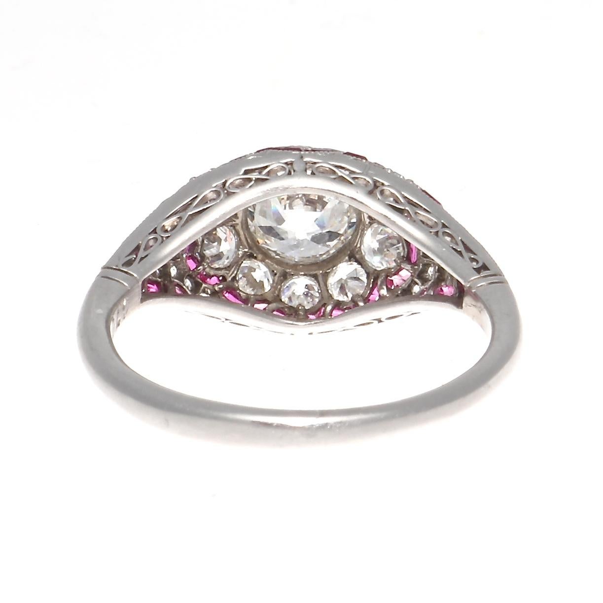 Women's Diamond Ruby Platinum Engagement Ring