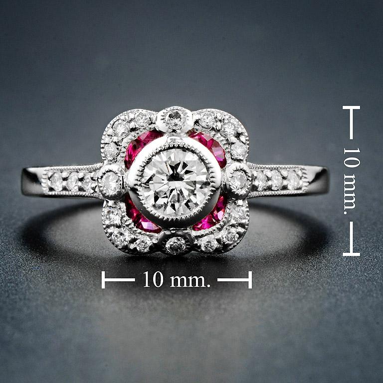 Diamond Ruby Platinum Engagement Ring 1