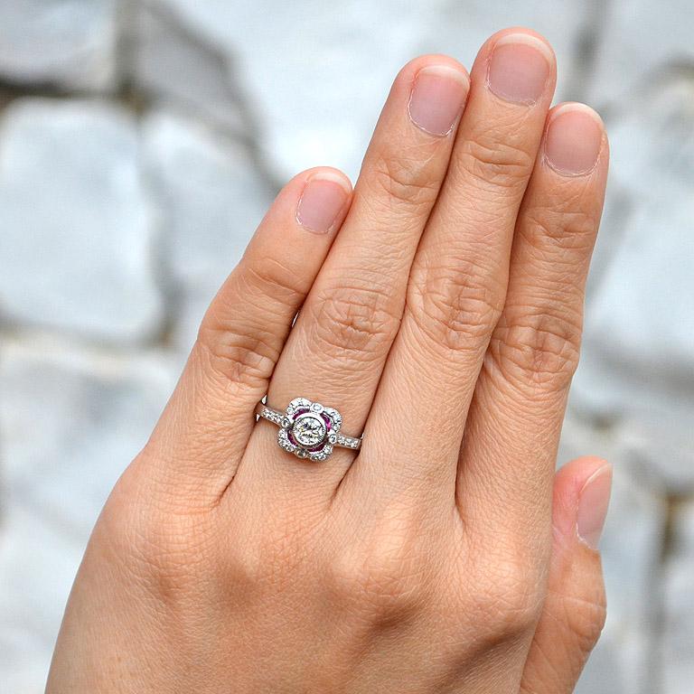 Diamond Ruby Platinum Engagement Ring 2