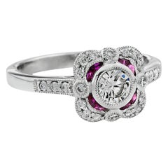 Diamond Ruby Platinum Engagement Ring