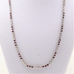 Diamond Ruby Platinum Tennis Necklace