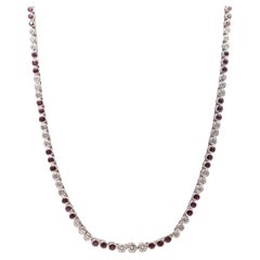 Diamond Ruby Platinum Tennis Necklace