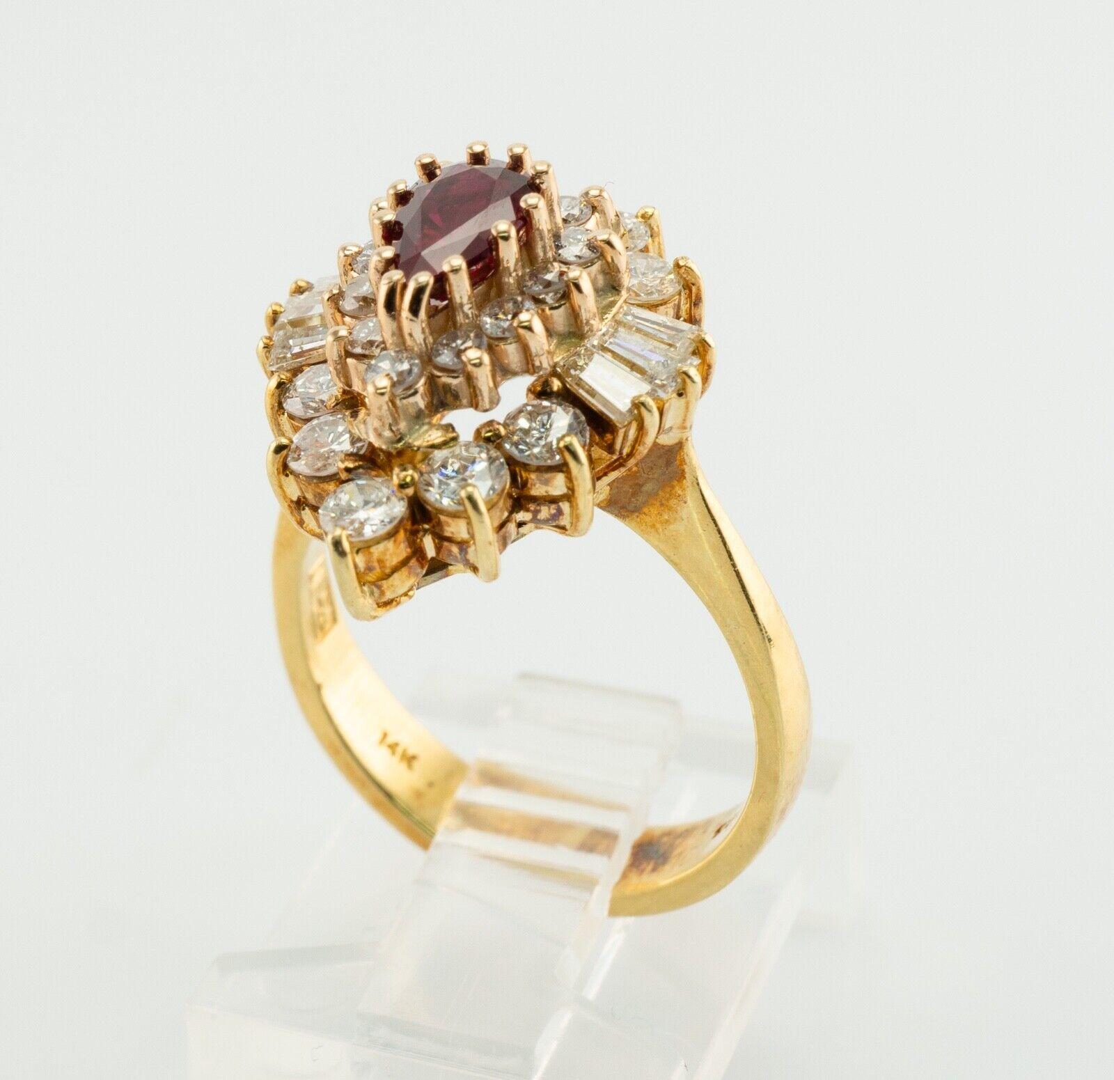 Diamond Ruby Ring 14K Gold Ballerina Estate For Sale at 1stDibs
