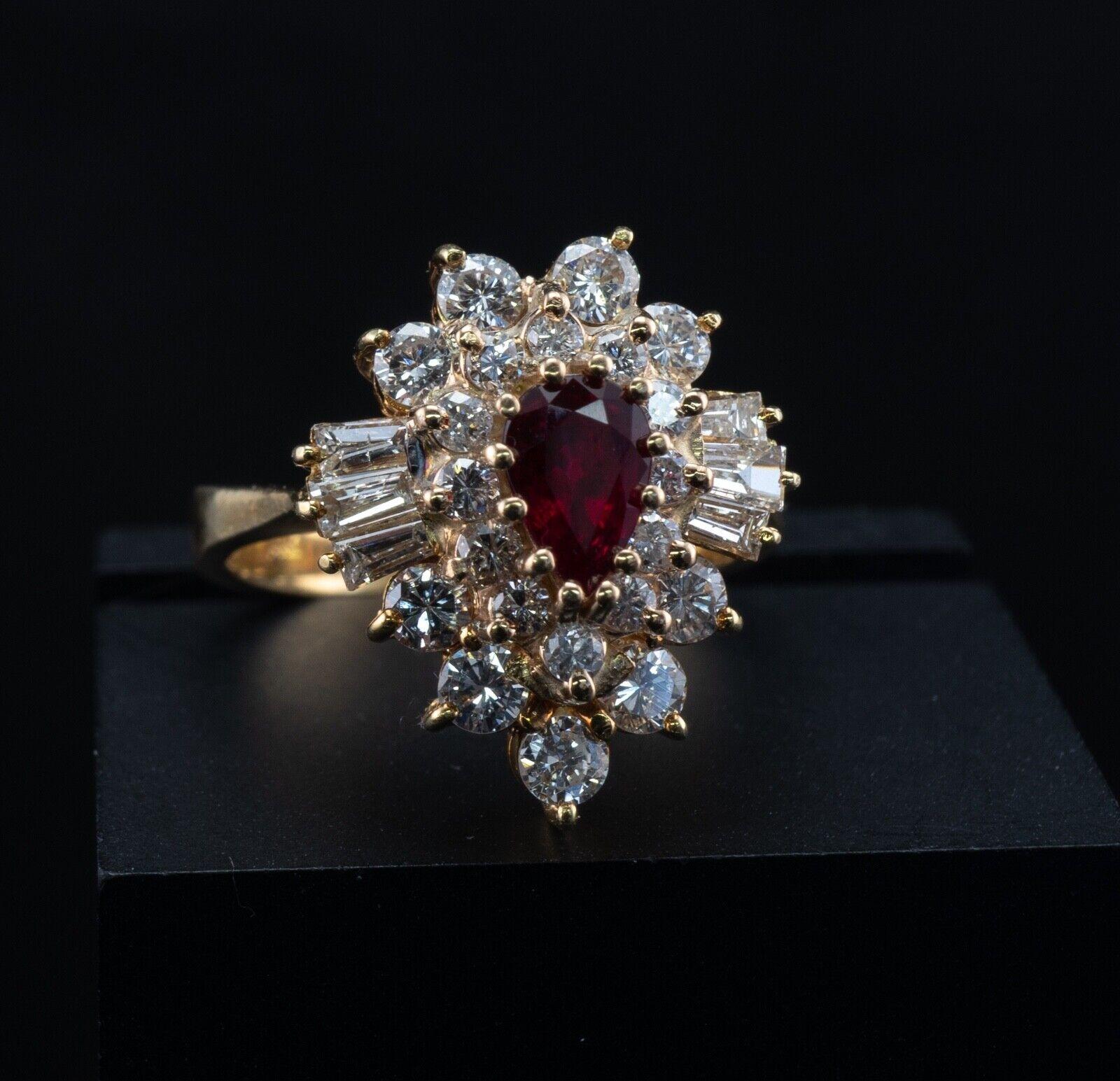Diamond Ruby Ring 14K Gold Ballerina Estate For Sale 2