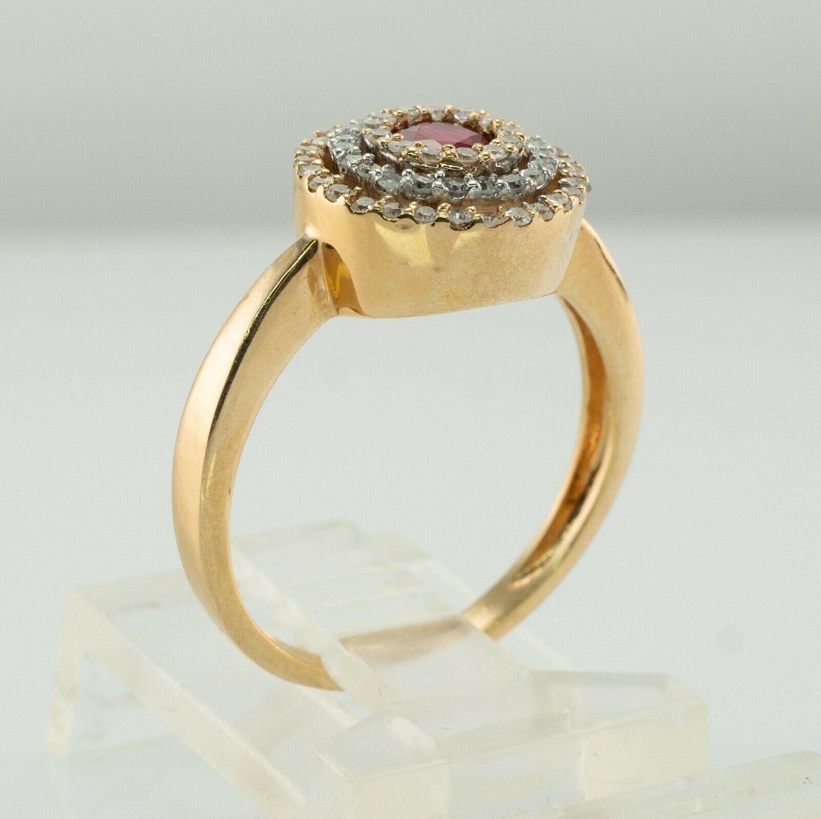 Bague diamant rubis en or 14K Circle Estate en vente 6