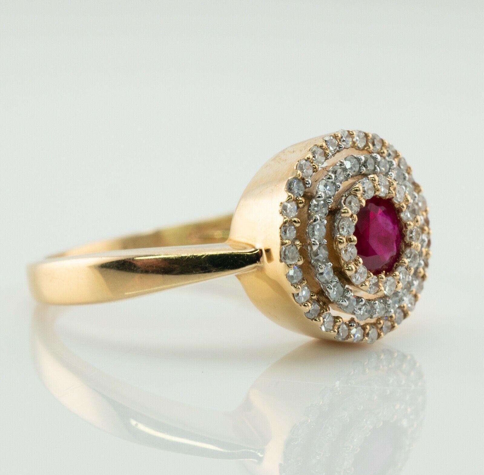 Bague diamant rubis en or 14K Circle Estate en vente 4