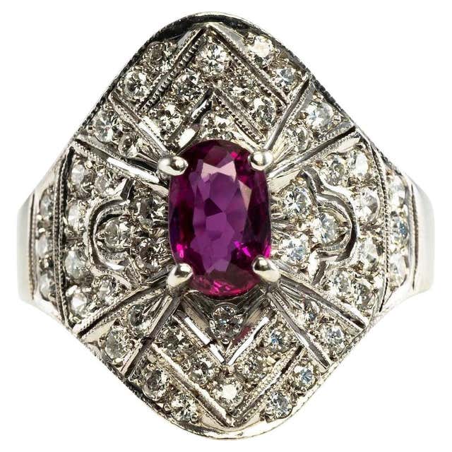 Retro Ruby Diamond Ruby Ring 20K Gold Vintage Estate Vintage For Sale at 1stDibs