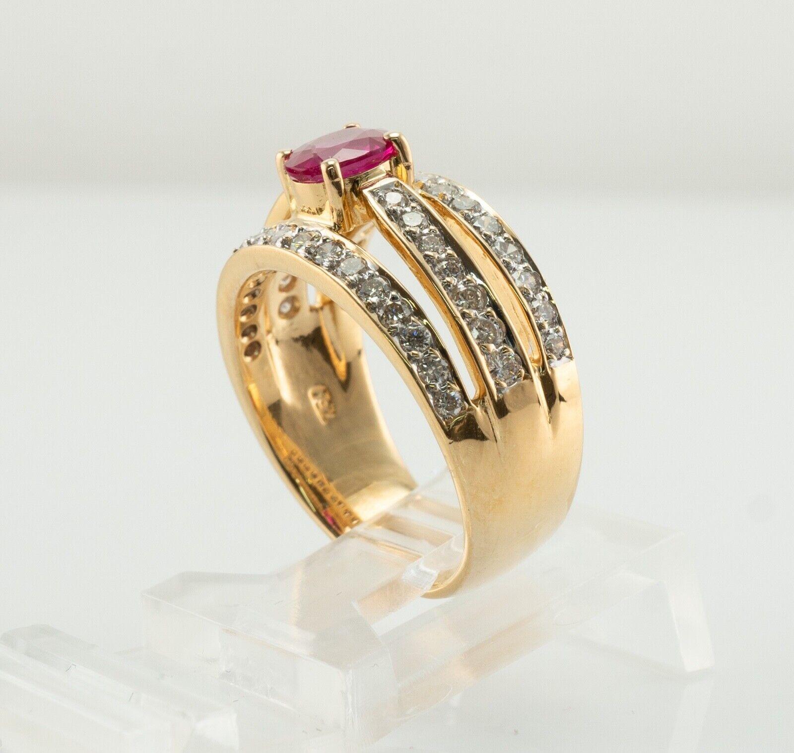 Diamond Ruby Ring 18K Gold Estate Band For Sale 5