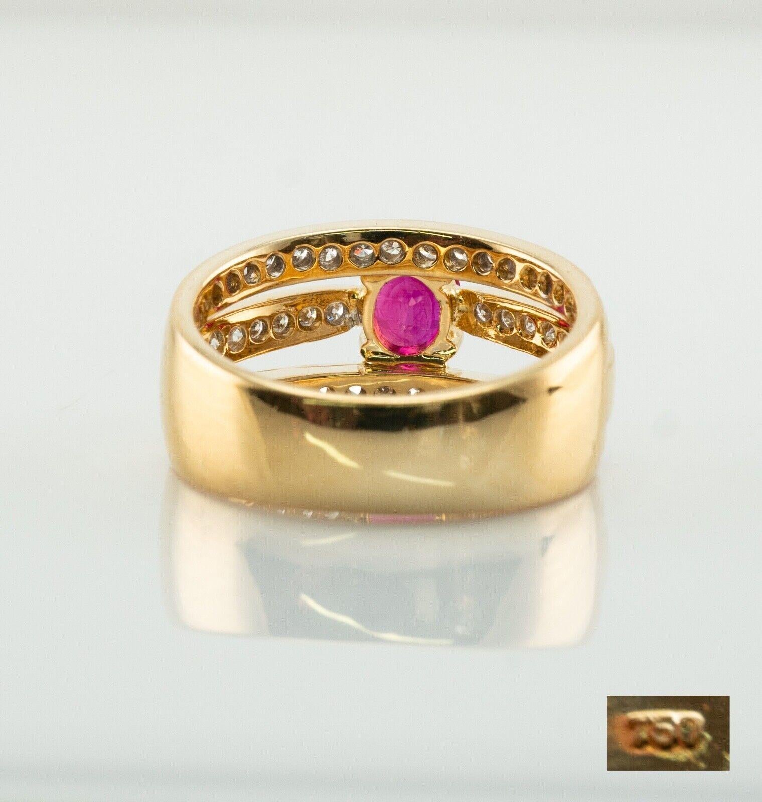 Diamond Ruby Ring 18K Gold Estate Band For Sale 1