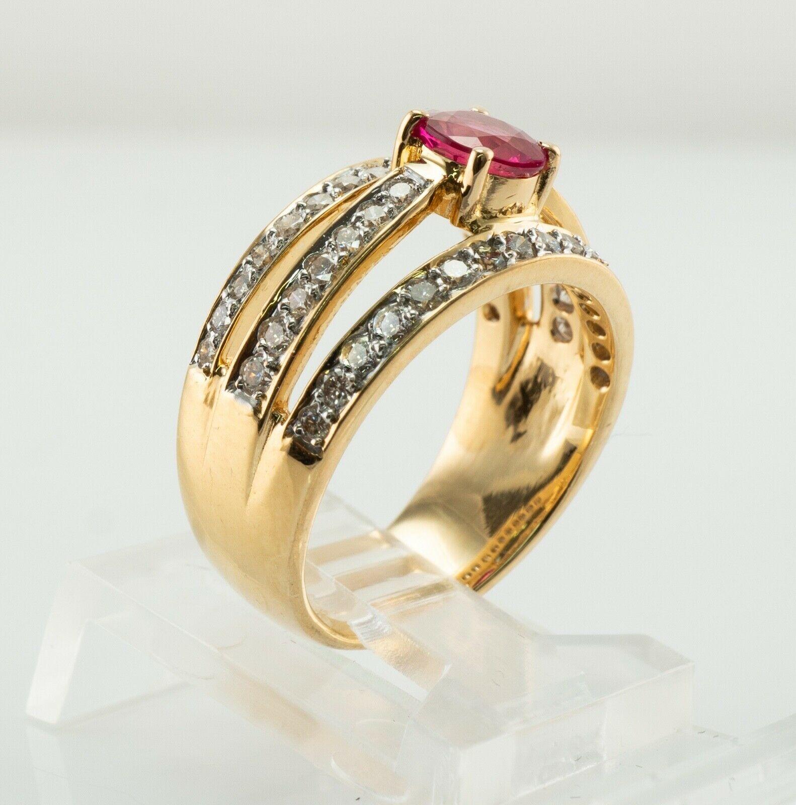 Diamond Ruby Ring 18K Gold Estate Band For Sale 2