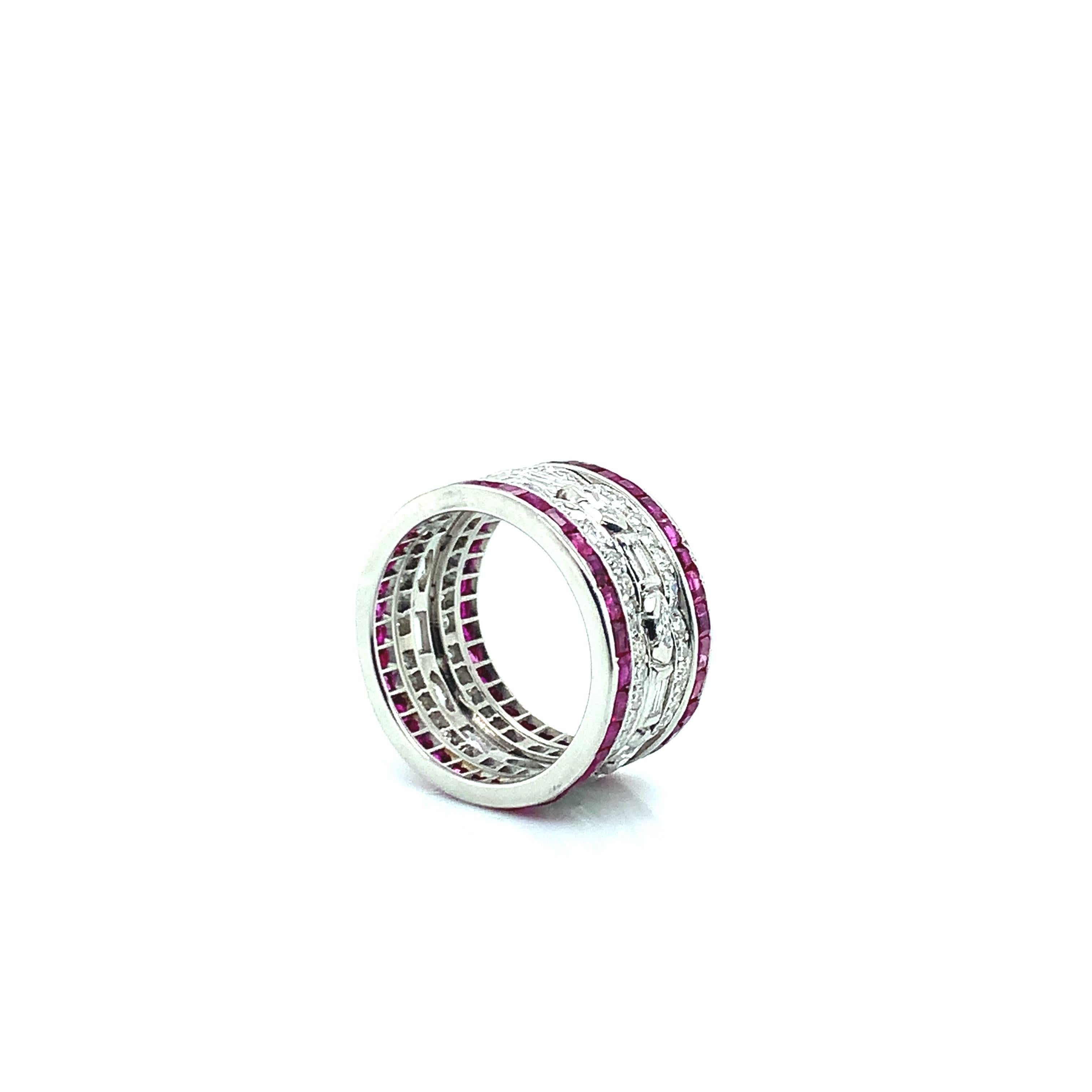 Women's or Men's Diamond Ruby Ring  For Sale