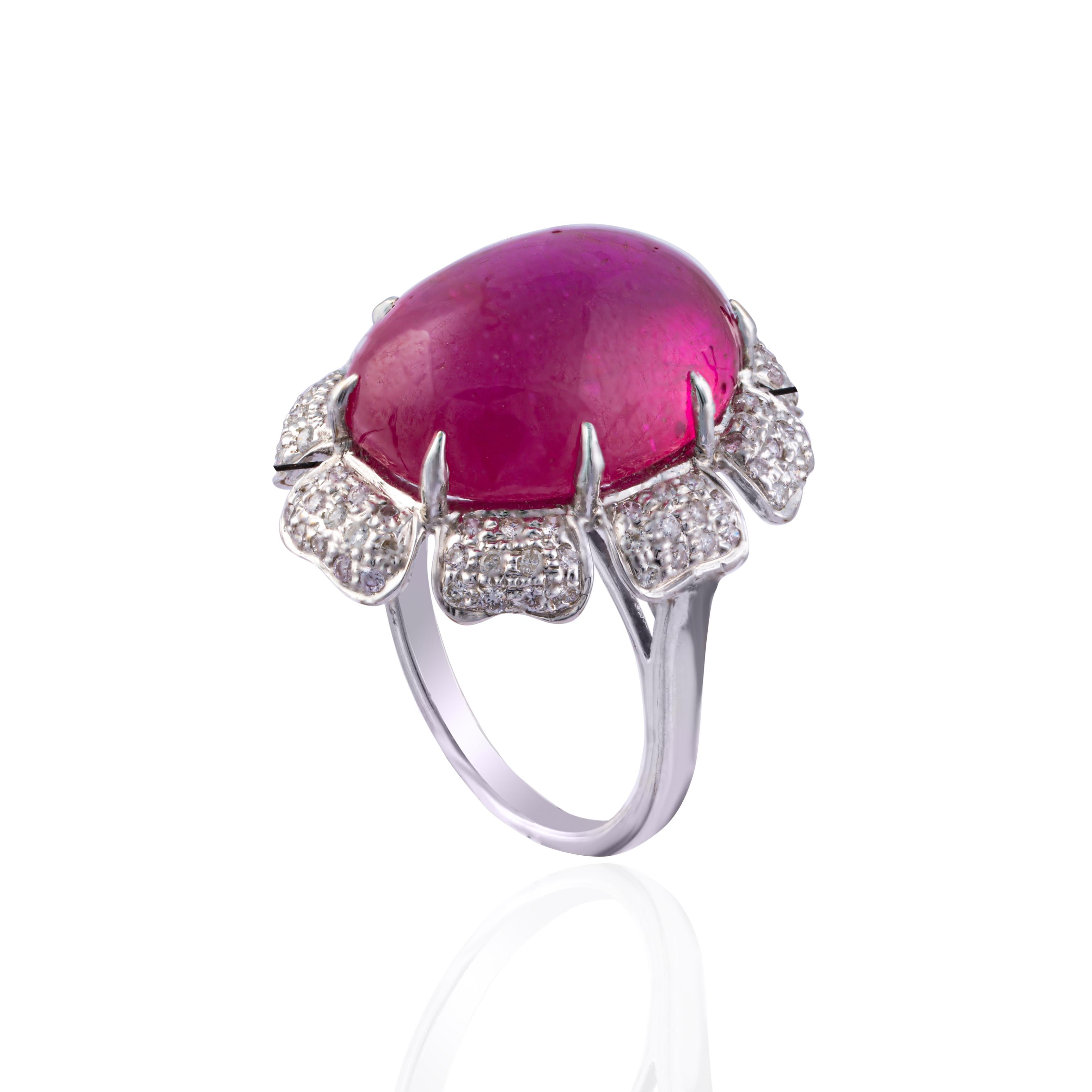 Women's 0.71cts Diamond & 22.57cts Ruby gold  Ring