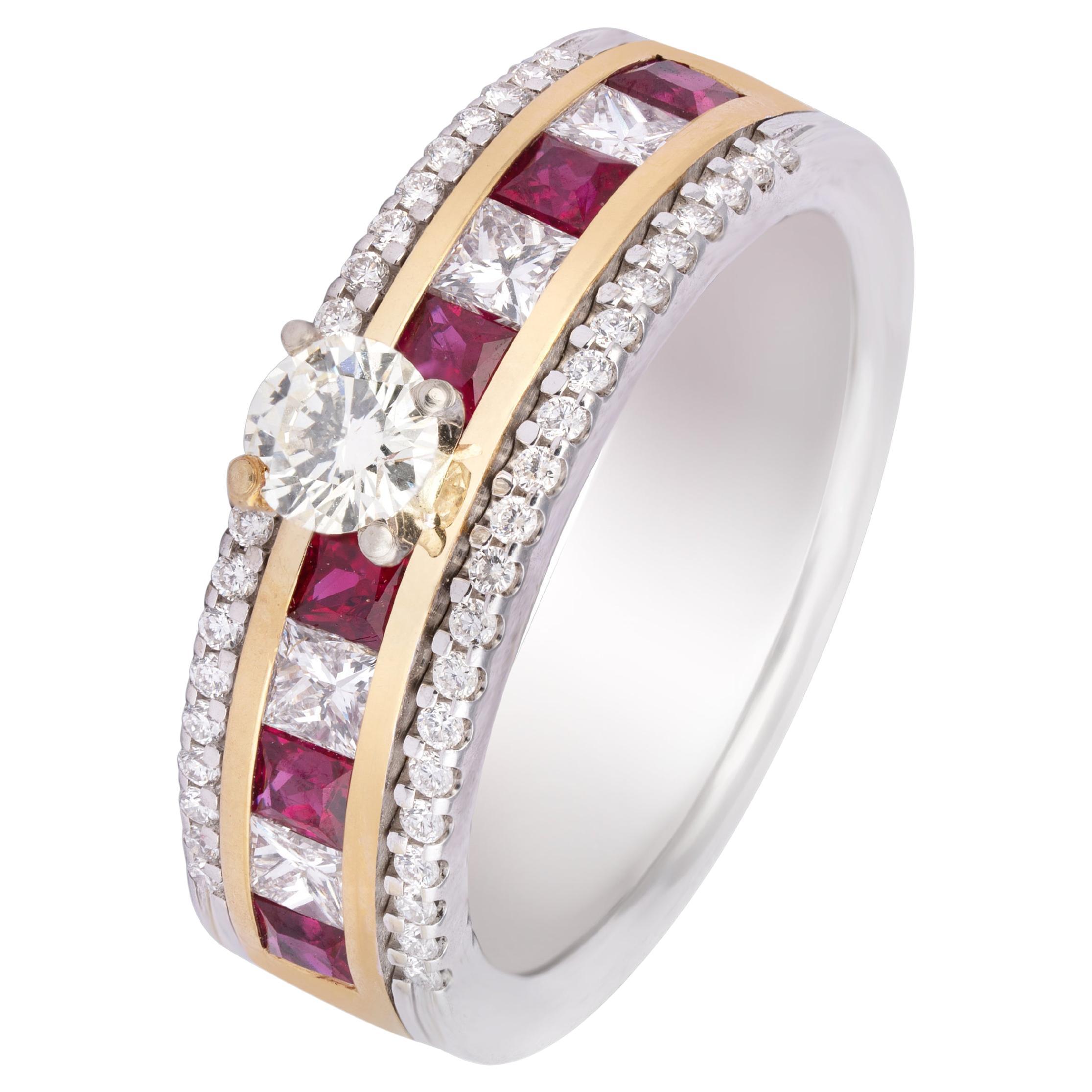 Diamond Ruby Ring in 18k gold  For Sale