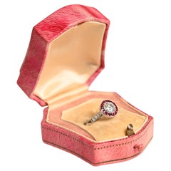 Diamond Ruby Ring. Round Brilliant Diamond Ruby Halo Engagement Ring Platinum