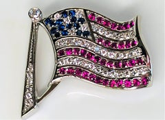 Diamond, Ruby, Sapphire American Flag Pendant