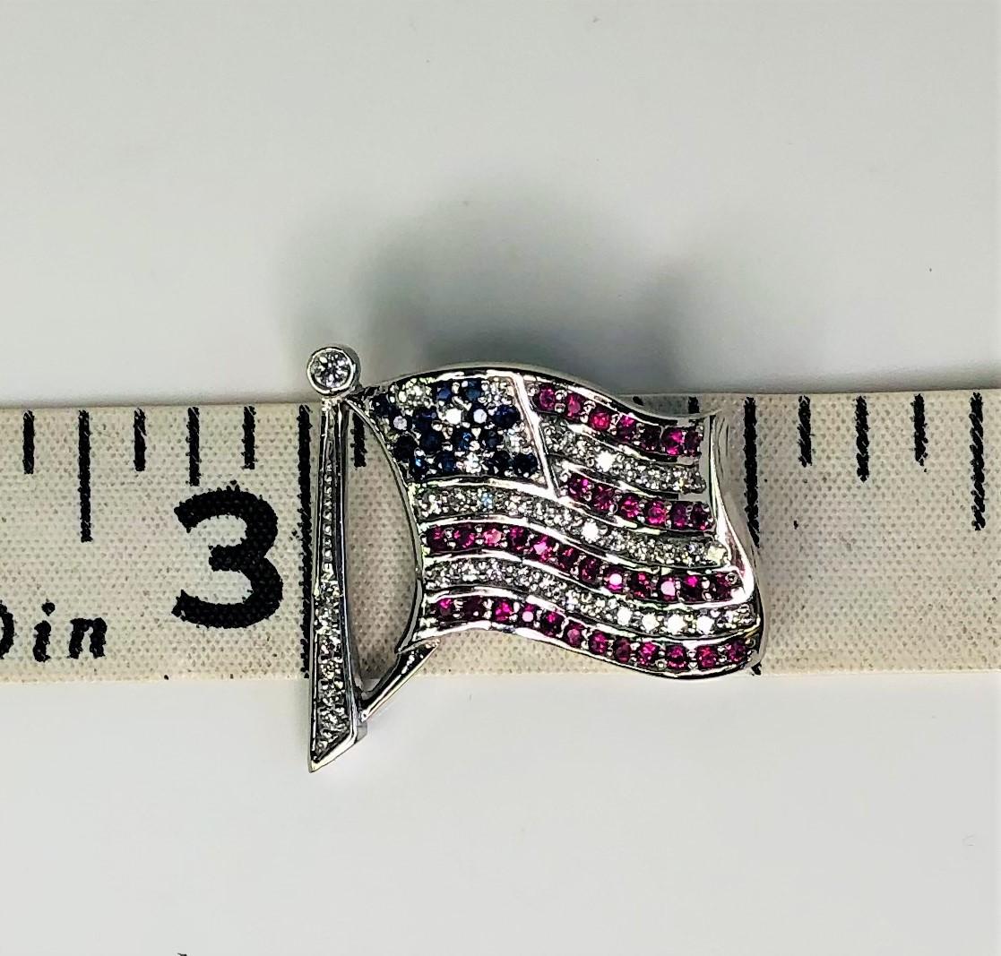 Diamond, Ruby, Sapphire American Flag Pendant 1