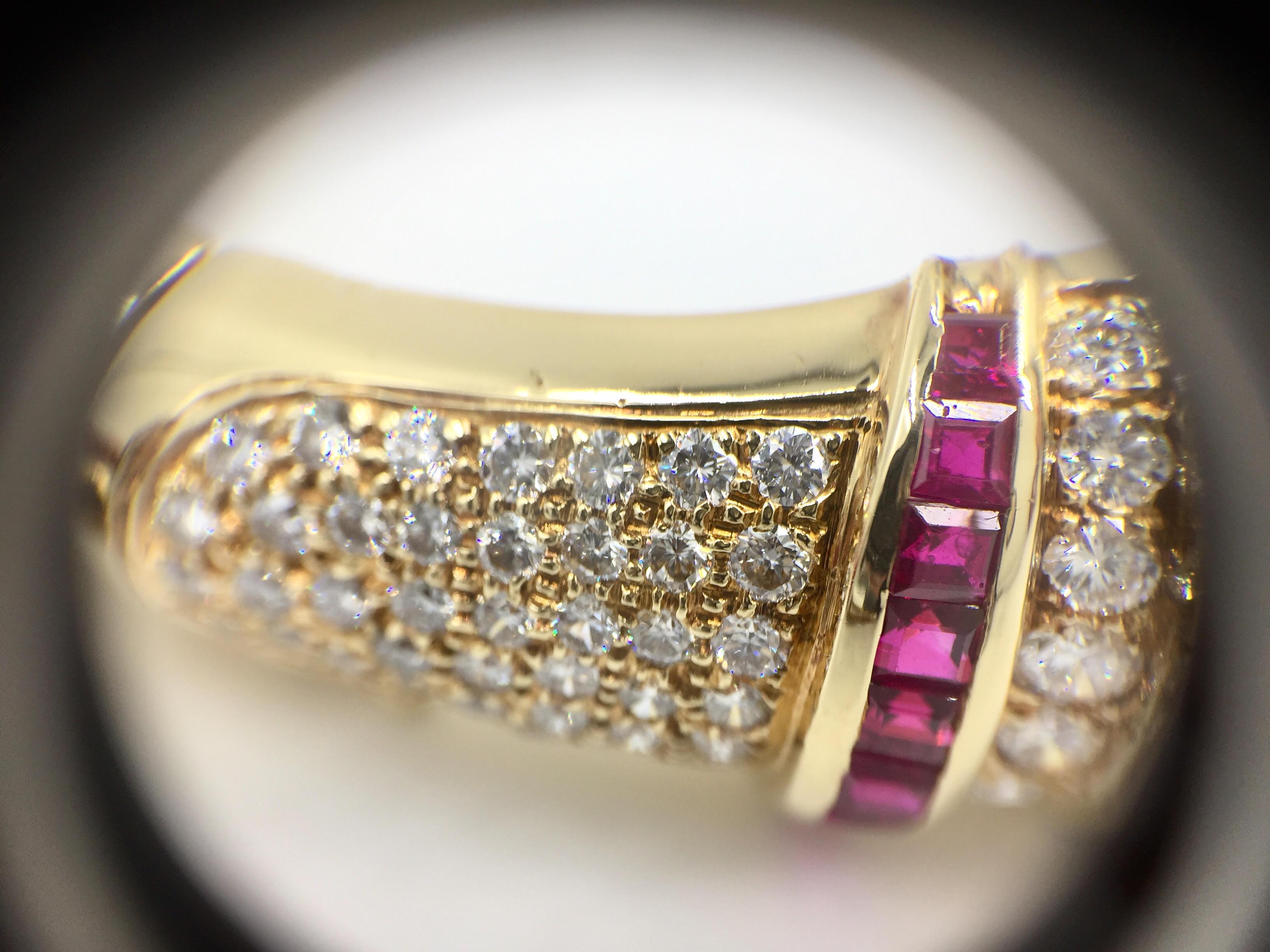 Diamond, Ruby, Sapphire and Emerald 18 Karat Gold Wide Bangle Bracelet 1