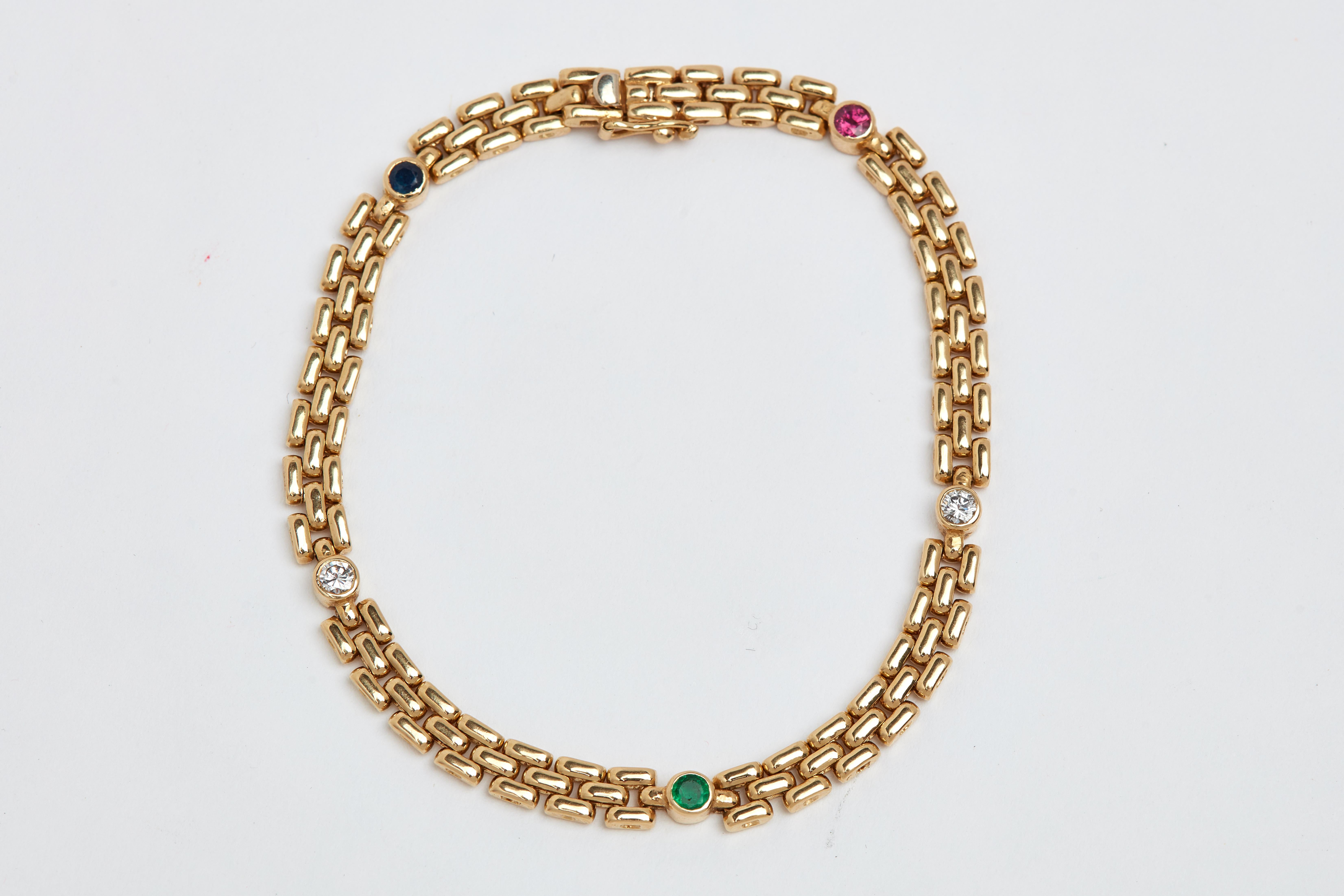 ruby and emerald gold bracelet