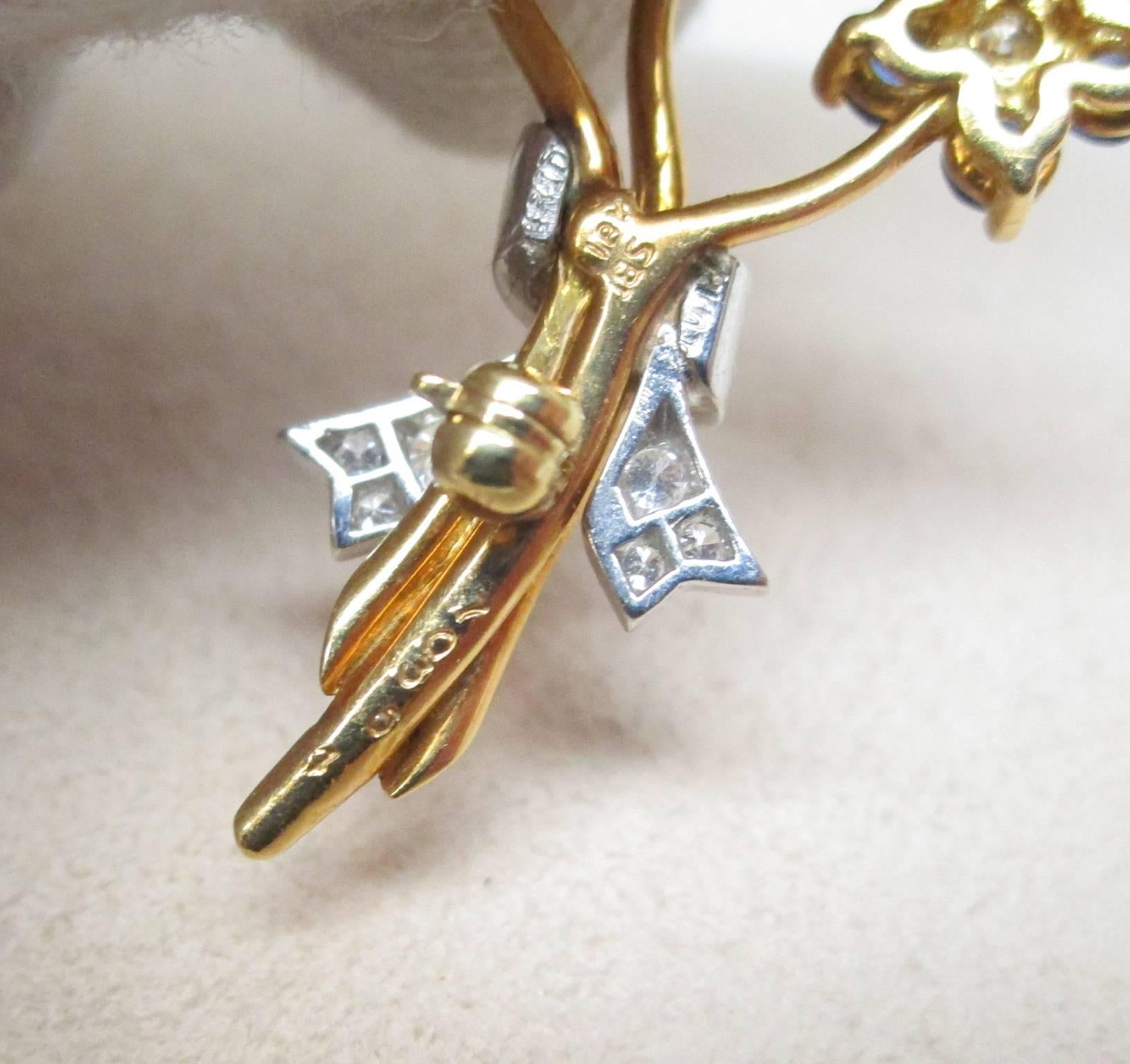Diamond Ruby Sapphire Emerald Gold Brooch 1
